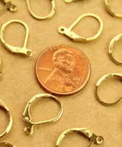 50 pc. Raw Brass Leverback Earwires 10mm by 15mm | FI-527