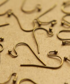 50 pc. Antique Bronze Ball End Earwires 22mm long | FI-204