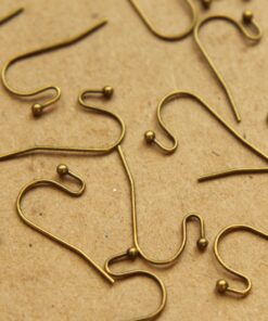 50 pc. Antique Bronze Ball End Earwires 22mm long | FI-204