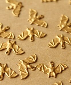 6 pc. Raw Brass Bat Charms: 19mm by 12.5mm - made in USA | RB-710