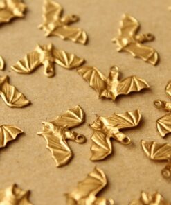 6 pc. Raw Brass Bat Charms: 19mm by 12.5mm - made in USA | RB-710