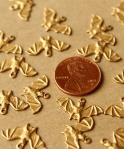 6 pc. Raw Brass Bat Charms: 19mm by 12.5mm - made in USA | RB-710