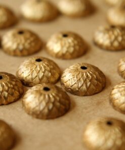 4 pc. Raw Brass Acorn Bead Caps : 12mm by 5mm - made in USA | RB-539