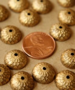 4 pc. Raw Brass Acorn Bead Caps : 12mm by 5mm - made in USA | RB-539