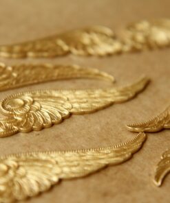 1 pc. Raw Brass Ornate Wings Stamping: 89mm by 14.5mm - made in USA | RB-544