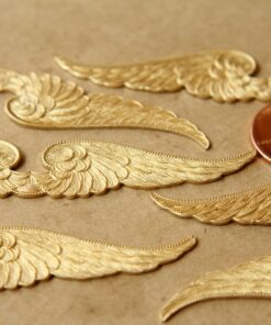 1 pc. Raw Brass Ornate Wings Stamping: 89mm by 14.5mm - made in USA | RB-544