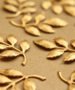 2 pc. Raw Brass Leafy Branch Stamping, 36mm by 27mm - made in USA | RB-682