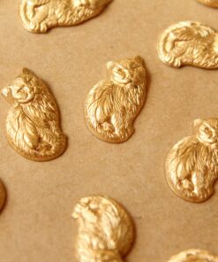 8 pc. Raw Brass Furry Cat Stampings: 12mm by 17mm - made in USA | RB-765