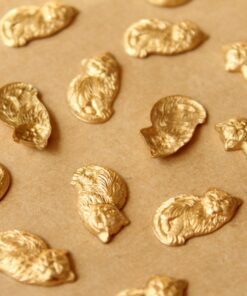8 pc. Raw Brass Furry Cat Stampings: 12mm by 17mm - made in USA | RB-765