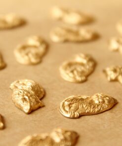 8 pc. Raw Brass Furry Cat Stampings: 12mm by 17mm - made in USA | RB-765