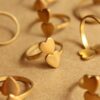 2 pc. Raw Brass Adjustable Rings with Heart-shaped Pads | RB-842