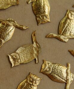 1 pc. Raw Brass Perched Owls: 27mm by 21mm - made in USA | RB-403