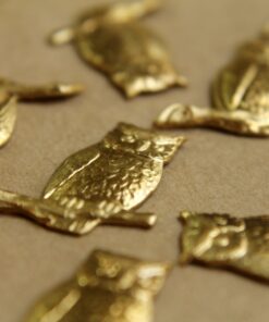 1 pc. Raw Brass Perched Owls: 27mm by 21mm - made in USA | RB-403