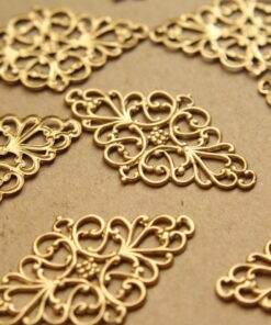 3 pc. Raw Brass Diamond-Shaped Filigree, 44mm by 26mm - made in USA | RB-681