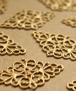 3 pc. Raw Brass Diamond-Shaped Filigree, 44mm by 26mm - made in USA | RB-681