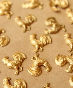 6 pc. Raw Brass Rooster Stampings: 13mm by 13mm - made in USA | RB-764
