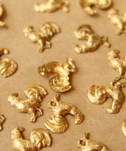 6 pc. Raw Brass Rooster Stampings: 13mm by 13mm - made in USA | RB-764