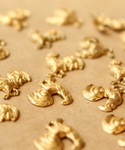 6 pc. Raw Brass Rooster Stampings: 13mm by 13mm - made in USA | RB-764