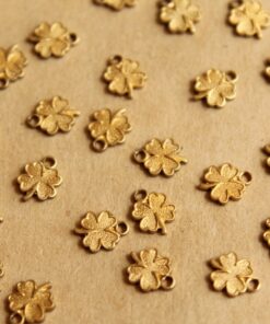 10 pc. Tiny Raw Brass Four Leaf Clover Charms: 9mm by 7mm - made in USA | RB-809