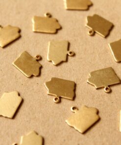 8 pc. Raw Brass Iowa State Charms / Blanks: 12mm by 10mm - made in USA | RB-993