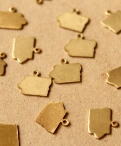 8 pc. Raw Brass Iowa State Charms / Blanks: 12mm by 10mm - made in USA | RB-993