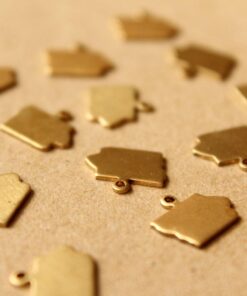 8 pc. Raw Brass Iowa State Charms / Blanks: 12mm by 10mm - made in USA | RB-993
