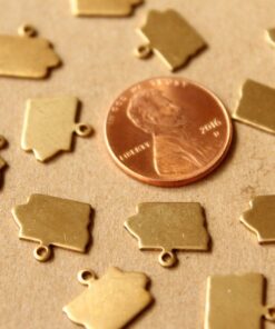 8 pc. Raw Brass Iowa State Charms / Blanks: 12mm by 10mm - made in USA | RB-993