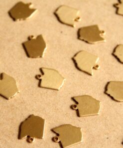 8 pc. Raw Brass Ohio State Charms / Blanks: 9mm by 12mm - made in USA | RB-1016