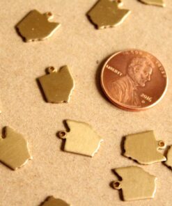 8 pc. Raw Brass Ohio State Charms / Blanks: 9mm by 12mm - made in USA | RB-1016