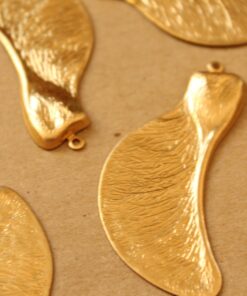 2 pc. Large Raw Brass Samara Maple Seed Charms Facing Left: 53mm by 24mm - made in USA Poly Nose Poly Noses Helicopter Seeds | RB-1096