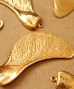 2 pc. Large Raw Brass Samara Maple Seed Charms Facing Left: 53mm by 24mm - made in USA Poly Nose Poly Noses Helicopter Seeds | RB-1096