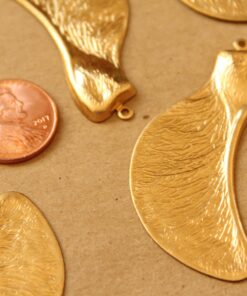 2 pc. Large Raw Brass Samara Maple Seed Charms Facing Left: 53mm by 24mm - made in USA Poly Nose Poly Noses Helicopter Seeds | RB-1096