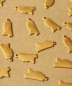 8 pc. Raw Brass Mississippi State Charms / Blanks: 7mm by 15mm - made in USA | RB-1040