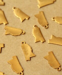 8 pc. Raw Brass Mississippi State Charms / Blanks: 7mm by 15mm - made in USA | RB-1040