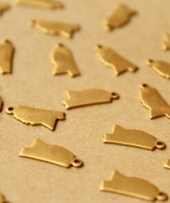 8 pc. Raw Brass Mississippi State Charms / Blanks: 7mm by 15mm - made in USA | RB-1040