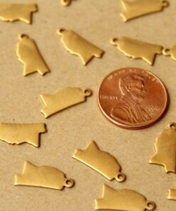 8 pc. Raw Brass Mississippi State Charms / Blanks: 7mm by 15mm - made in USA | RB-1040