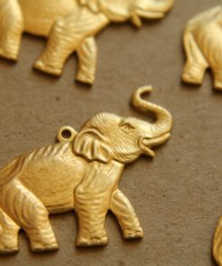 2 pc. Raw Brass Elephant Charms: 27mm by 21mm - made in USA | RB-148