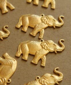 2 pc. Raw Brass Elephant Charms: 27mm by 21mm - made in USA | RB-148