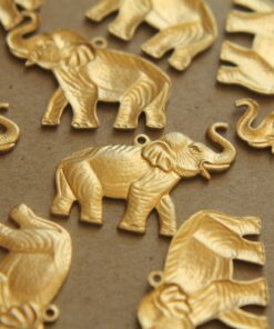 2 pc. Raw Brass Elephant Charms: 27mm by 21mm - made in USA | RB-148