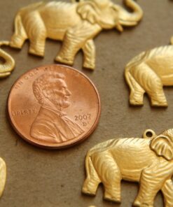 2 pc. Raw Brass Elephant Charms: 27mm by 21mm - made in USA | RB-148
