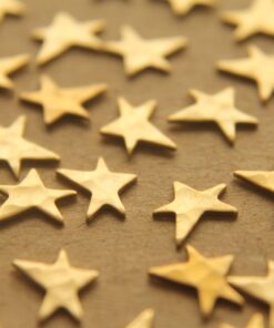 12 pc. Tiny Raw Brass Asymmetrical Hammered Stars: 8mm by 6.5mm - made in USA | RB-211