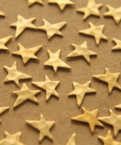 12 pc. Tiny Raw Brass Asymmetrical Hammered Stars: 8mm by 6.5mm - made in USA | RB-211