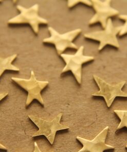 12 pc. Tiny Raw Brass Asymmetrical Hammered Stars: 8mm by 6.5mm - made in USA | RB-211