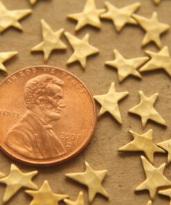 12 pc. Tiny Raw Brass Asymmetrical Hammered Stars: 8mm by 6.5mm - made in USA | RB-211