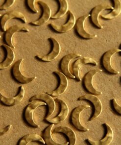 12 pc. Raw Brass Hammered Moon: 9mm by 6mm - made in USA | RB-010
