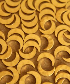 12 pc. Raw Brass Hammered Moon: 9mm by 6mm - made in USA | RB-010