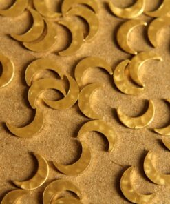 12 pc. Raw Brass Hammered Moon: 9mm by 6mm - made in USA | RB-010