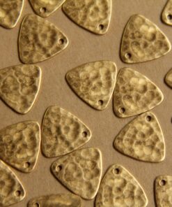 4 pc. Raw Brass Hammered Round-Edge Triangle Charms: 12.5mm by 12.5mm - Made in USA | RB-423