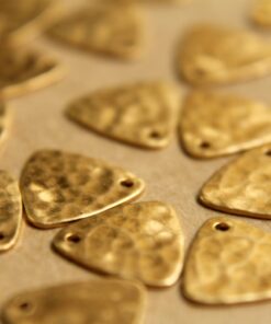 4 pc. Raw Brass Hammered Round-Edge Triangle Charms: 12.5mm by 12.5mm - Made in USA | RB-423