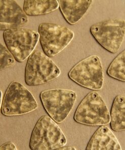 4 pc. Raw Brass Hammered Round-Edge Triangle Charms: 12.5mm by 12.5mm - Made in USA | RB-423